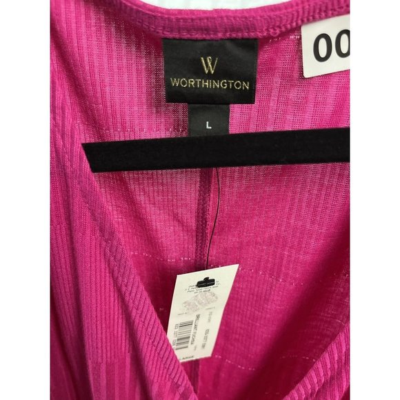 Worthington Pink Shirt Bell Sleeve Pullover Top Women's Size L - Picture 6 of 9